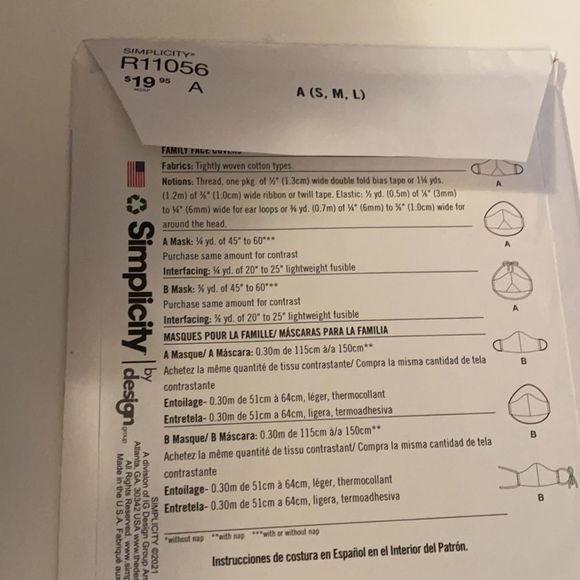 Simplicity face mask sewing pattern - Picture 3 of 4